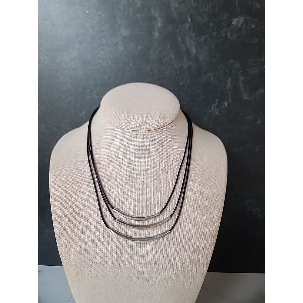 Sipada N1571 Sterling Silver Leather Triple Strand Necklace Retired